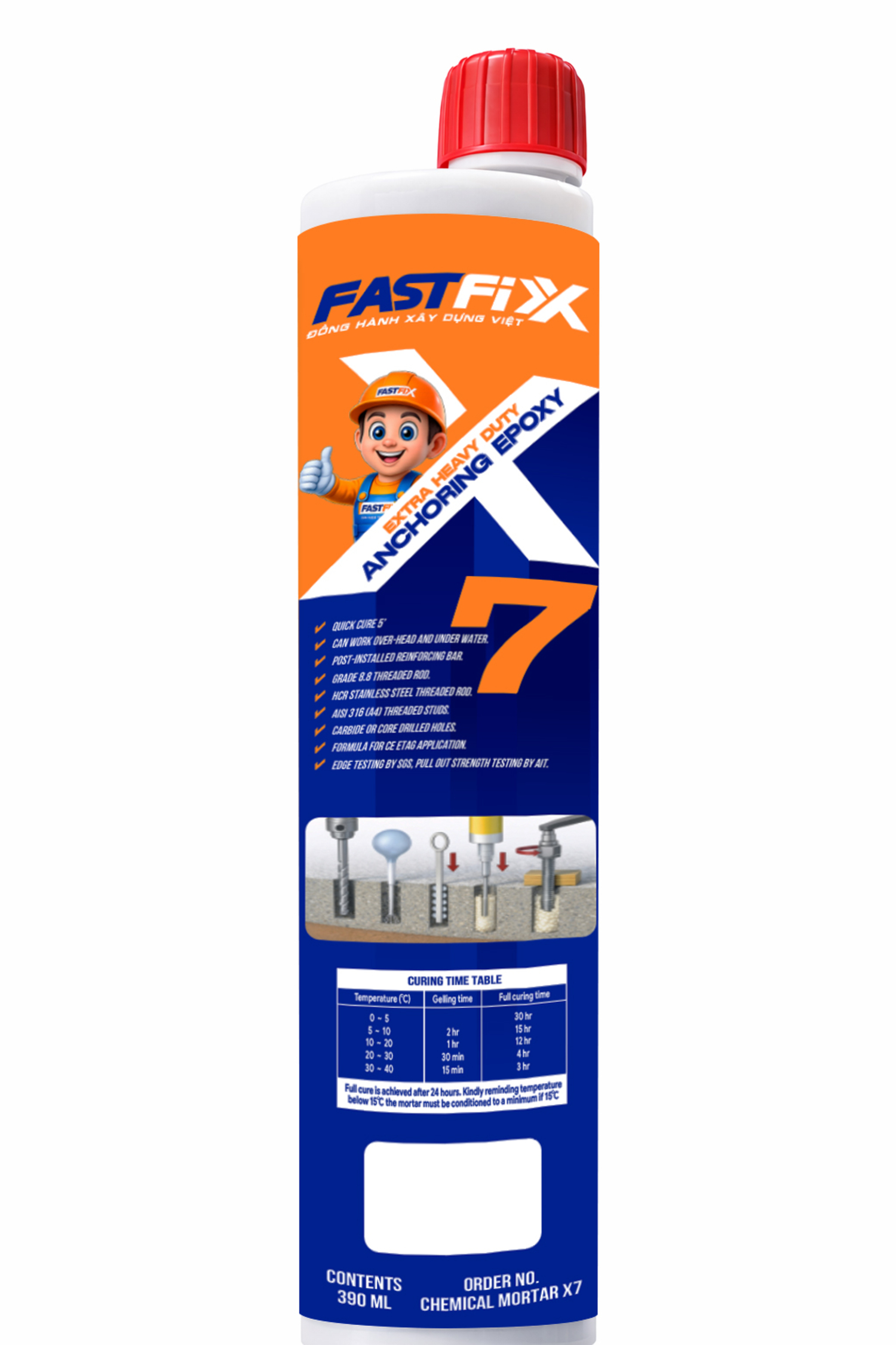 FASTFIX X7 - Keo khoan cấy thép xây dựng